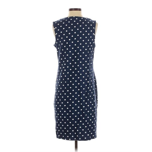 Lands' End Navy Blue Polka Dot Knit Shift Dress w/Pockets Size 1X 16W-18W Plus - Picture 9 of 11